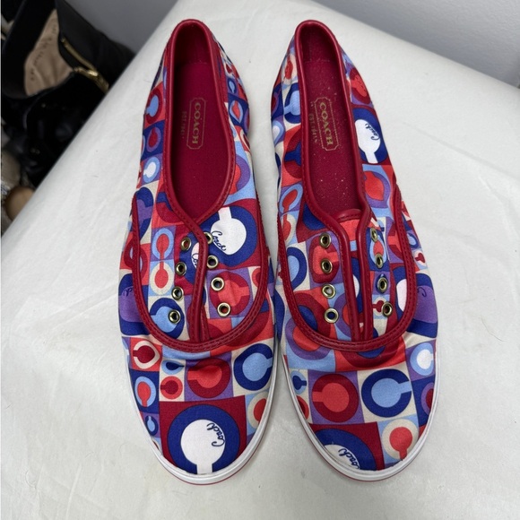 Coach Audrina Patchwork Satin Low Top Sneakers Sz 8.5 - Picture 2 of 10